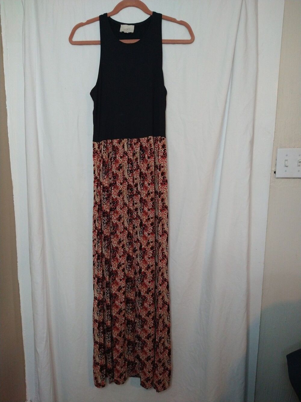 Loft Size S Maxi Long Floral Tank Dress Ballet Aesthetic Ballerina Core